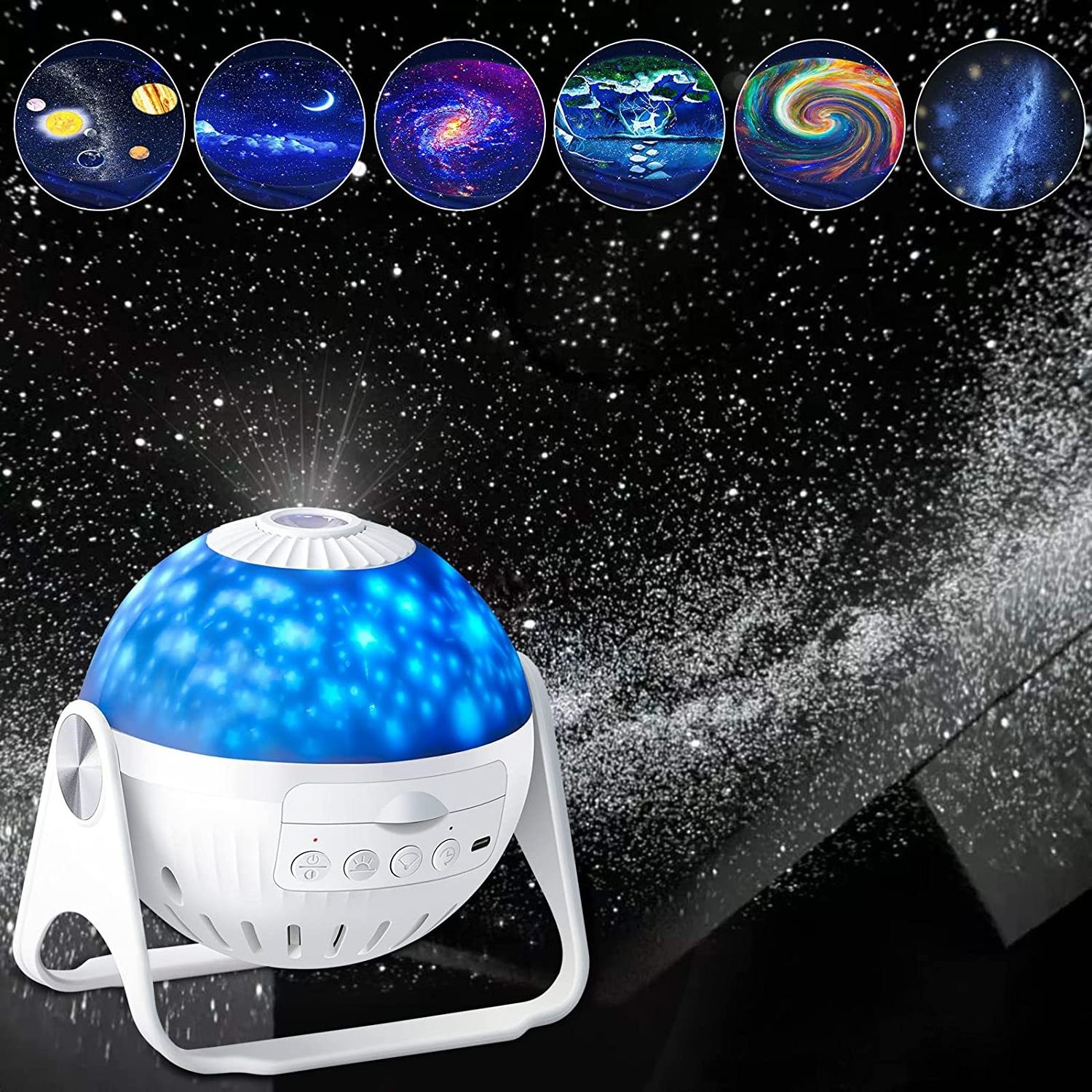 New Ocean Wave Laser RGB LED 360 Adjustable Rotating Nightlight Music Planet Galaxi Star Starry Night Light With Blue Tooth