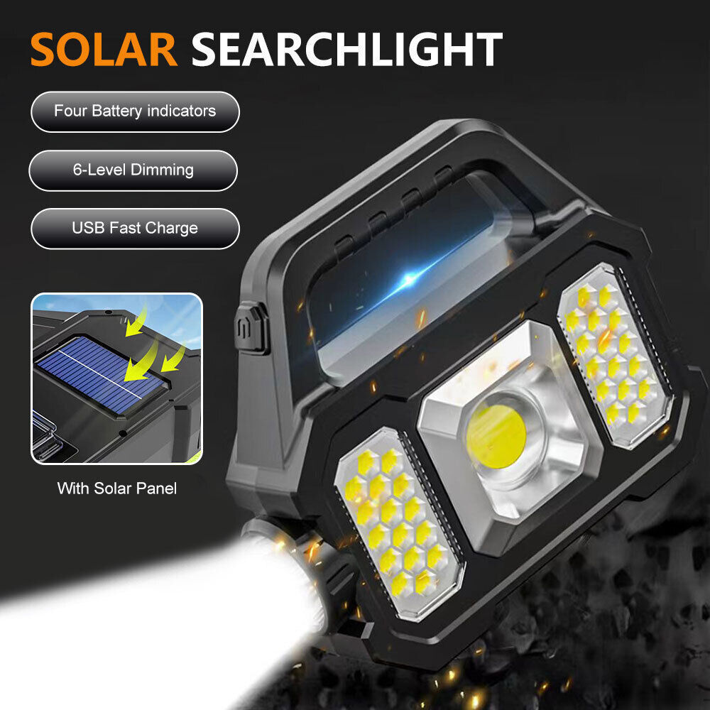 Hot Sale Usb Rechargeable Solar Cob Flash Torch  Hand Emergency Light Lamp COB LED Multifunctional Solar Flashlight