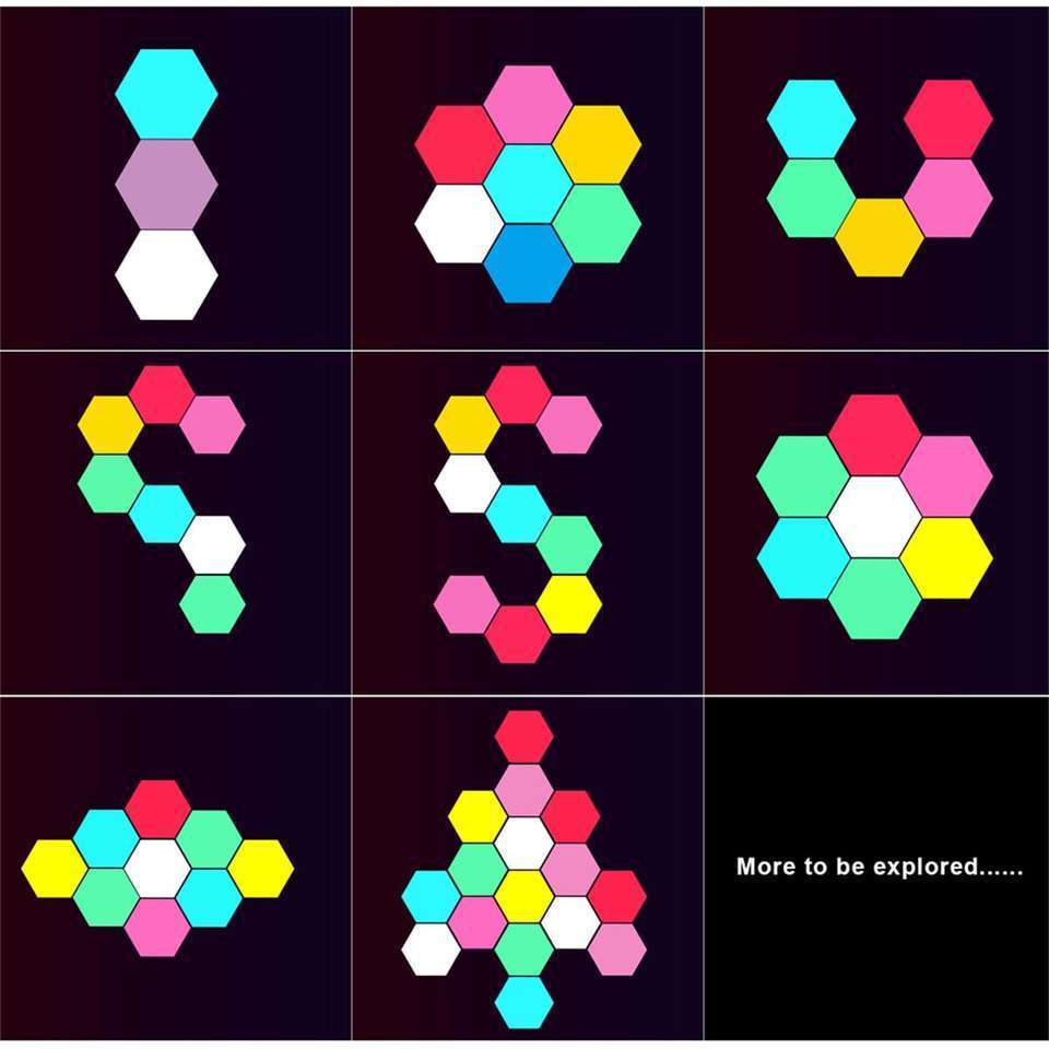 Smart Quantum Modular DIY Rhythm RGB Indoor Modern Home Touch Sensor Honeycomb Geometric Panels Hexagonal LED Wall Lamp