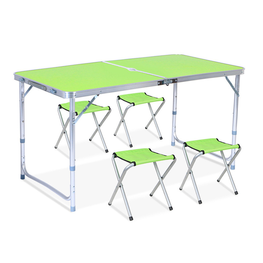 Easy Carry Handle Height Adjustable Craft Aluminium Camping Utility Folding Table Picnic Table Set With Umbrella Hole