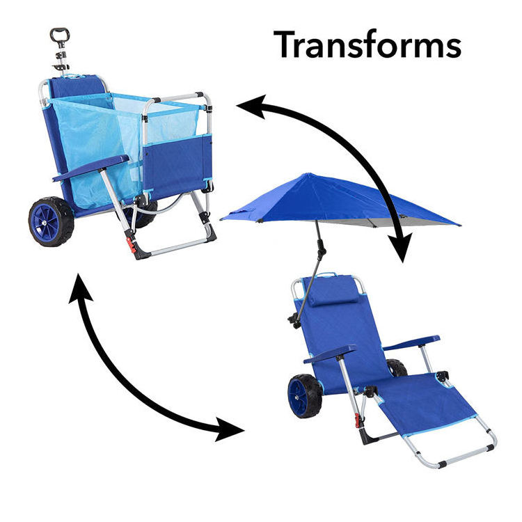 OEM Beach Camping Chair 2 IN 1 Foldable Fishing Chair Outdoor Cart Camping Beach Chair Mesh Fabric