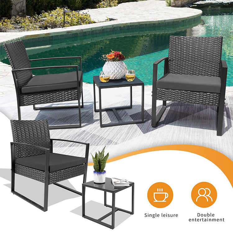 High Quality Outdoor Garden Rattan Sofa Outdoor Patio Furniture Sets Popular 3 pcs Wicker Outdoor Garden Chairs Set