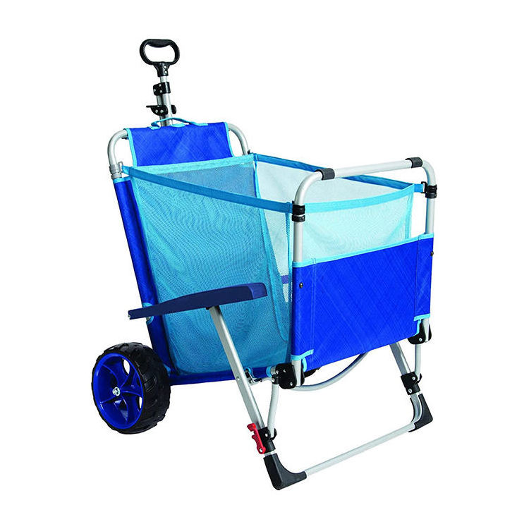 OEM Beach Camping Chair 2 IN 1 Beach Fold Chairs Lounge Outdoor Wagon Pull Cart Camping Beach Umbrella And Chair