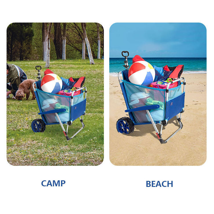 OEM Beach Camping Chair 2 IN 1 Beach Fold Chairs Lounge Outdoor Wagon Pull Cart Camping Beach Umbrella And Chair