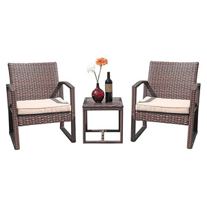 Luxury Bistro Outdoor Cane Wicker Rattan Coffee Sofa Chairs Patio Furniture Sets 2022 New Bistro Table Outdoor Chairs Set