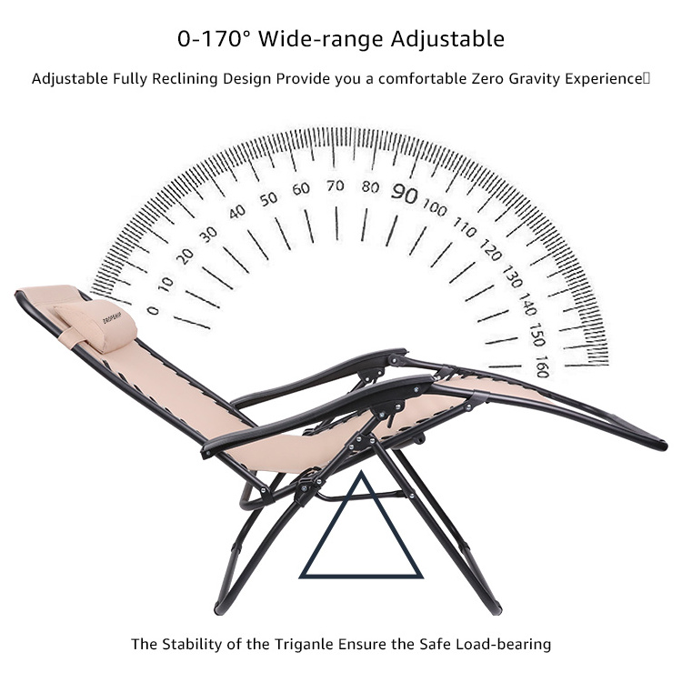 Customized outdoor yard lay out sundale patio hiking beach Textilen chair folding zero gravity lounge chair oversized