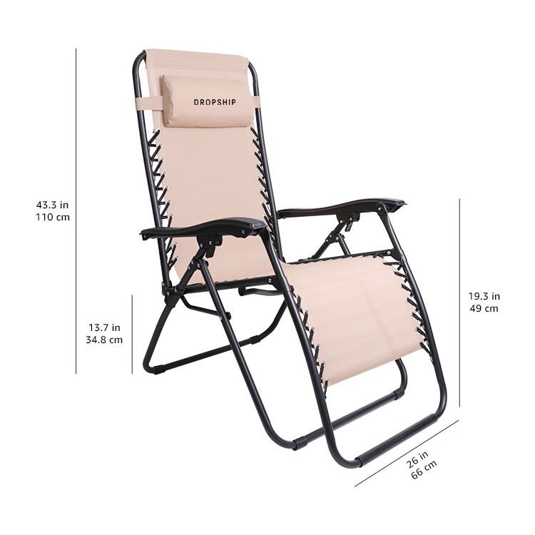 Customized outdoor yard lay out sundale patio hiking beach Textilen chair folding zero gravity lounge chair oversized