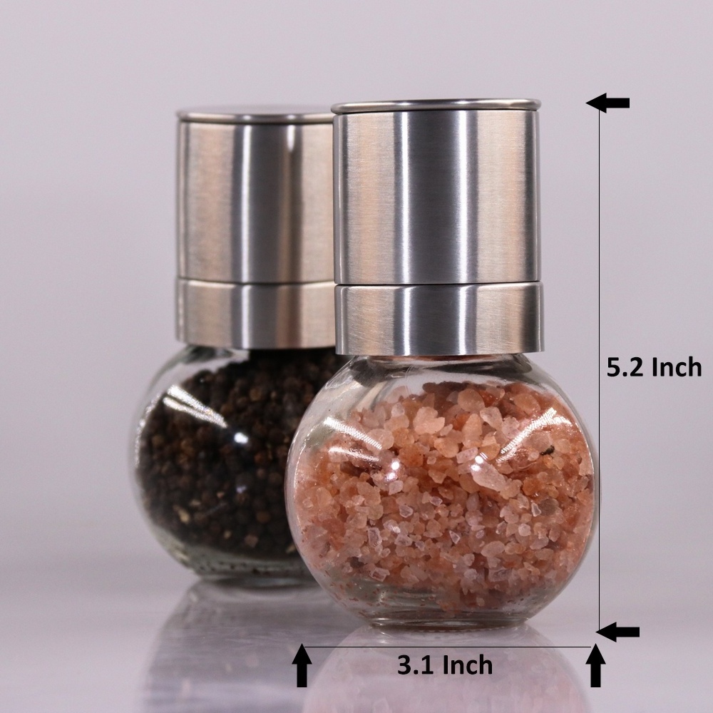 High quality premium stainless steel glass ceramic  salt and pepper shakers  with ceramic burr core