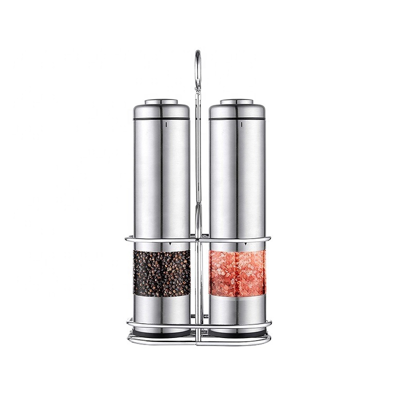 Stainless Steel Electric Automatic Salt and Pepper Grinder Set With Adjustable Coarseness and Light