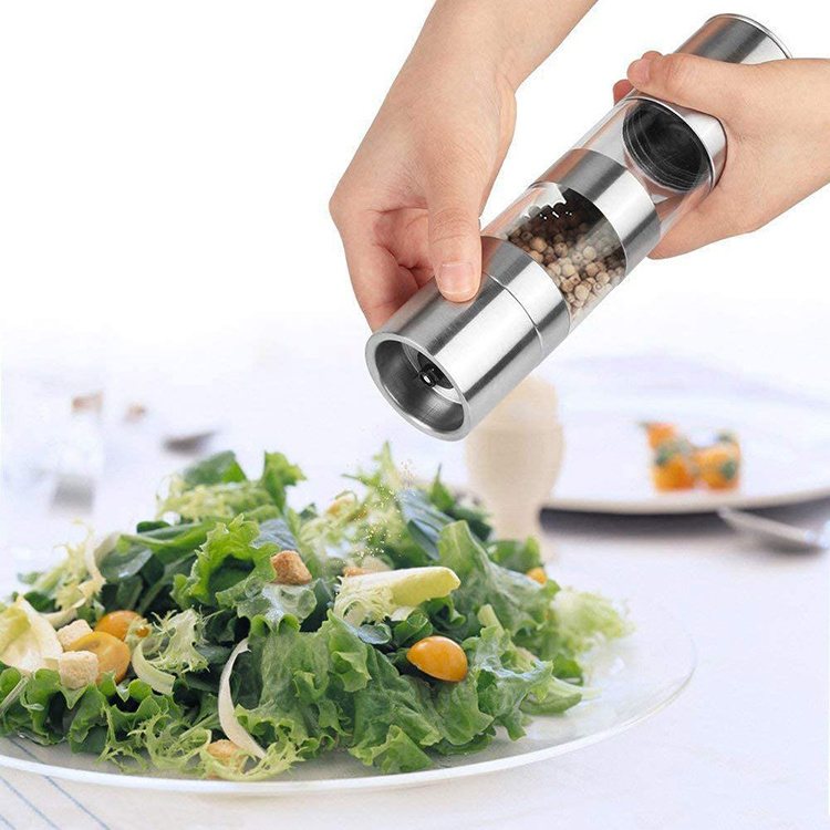 Stocked Stainless Steel 2 in 1 Manual Salt & Pepper Mill Dual Herb and Spice Mill Hot Sale pepper mill