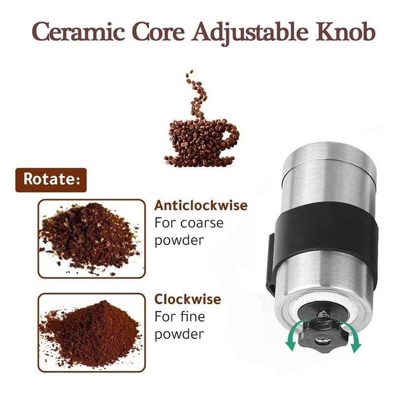 Premium Portable Stainless Steel Manual Coffee Grinder with Ceramic Burr Core