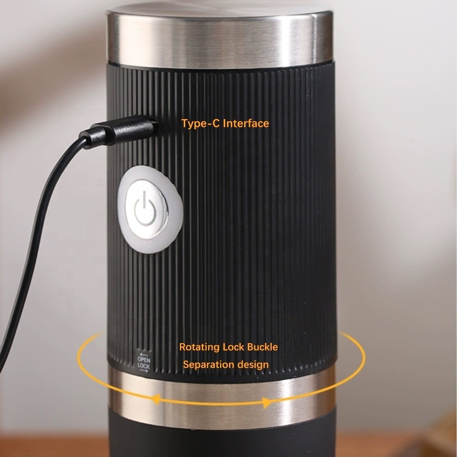 New Portable Electric Burr Coffee Grinder Small Electric Rechargeable Mini Coffee Grinder with Multiple Grinding Settings