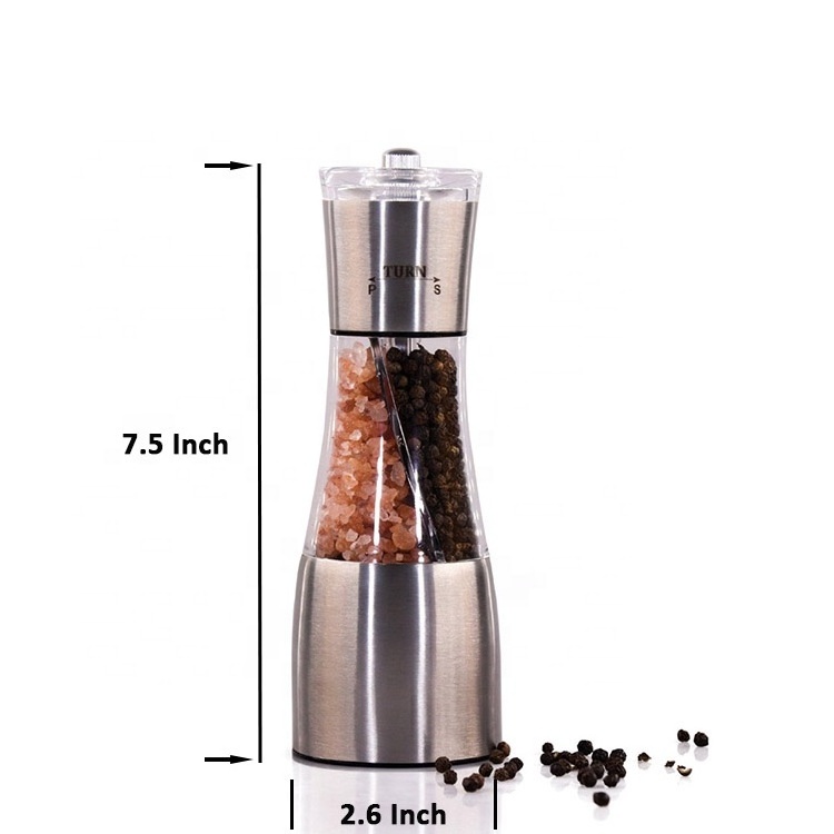 Wholesale Stainless Steel Manual 2 in 1 Salt and Pepper Grinder