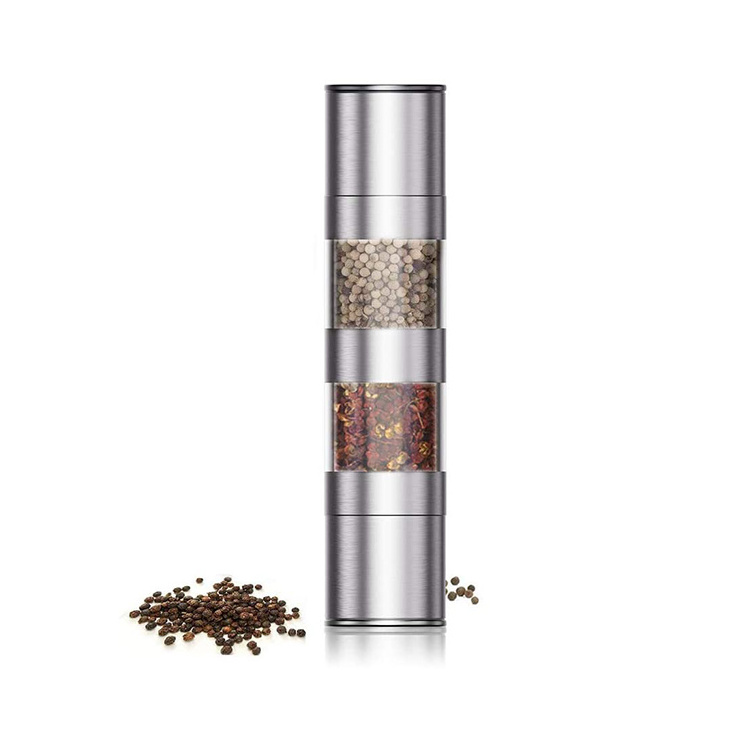 Stocked Stainless Steel 2 in 1 Manual Salt & Pepper Mill Dual Herb and Spice Mill Hot Sale pepper mill