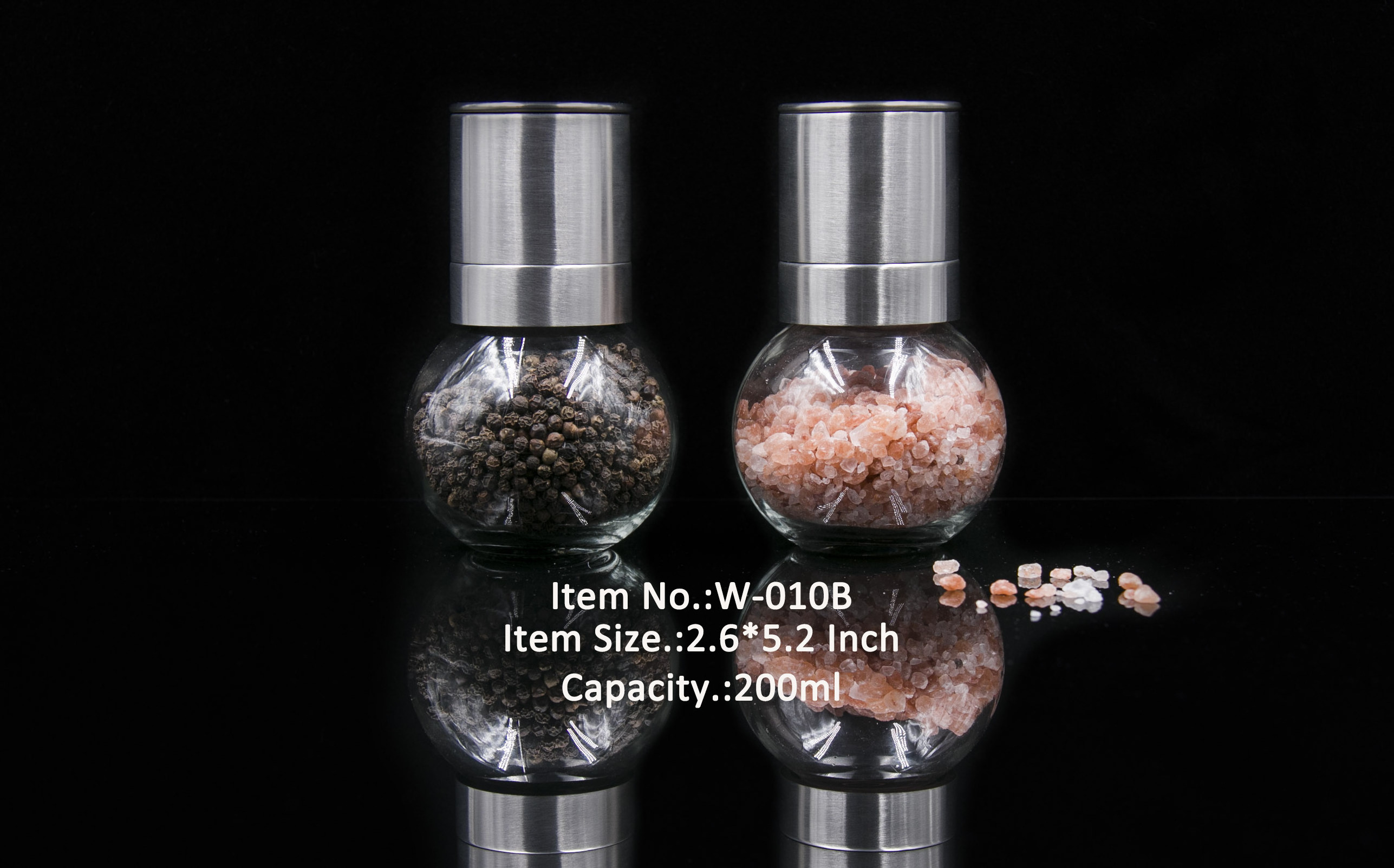 High quality premium stainless steel glass ceramic  salt and pepper shakers  with ceramic burr core