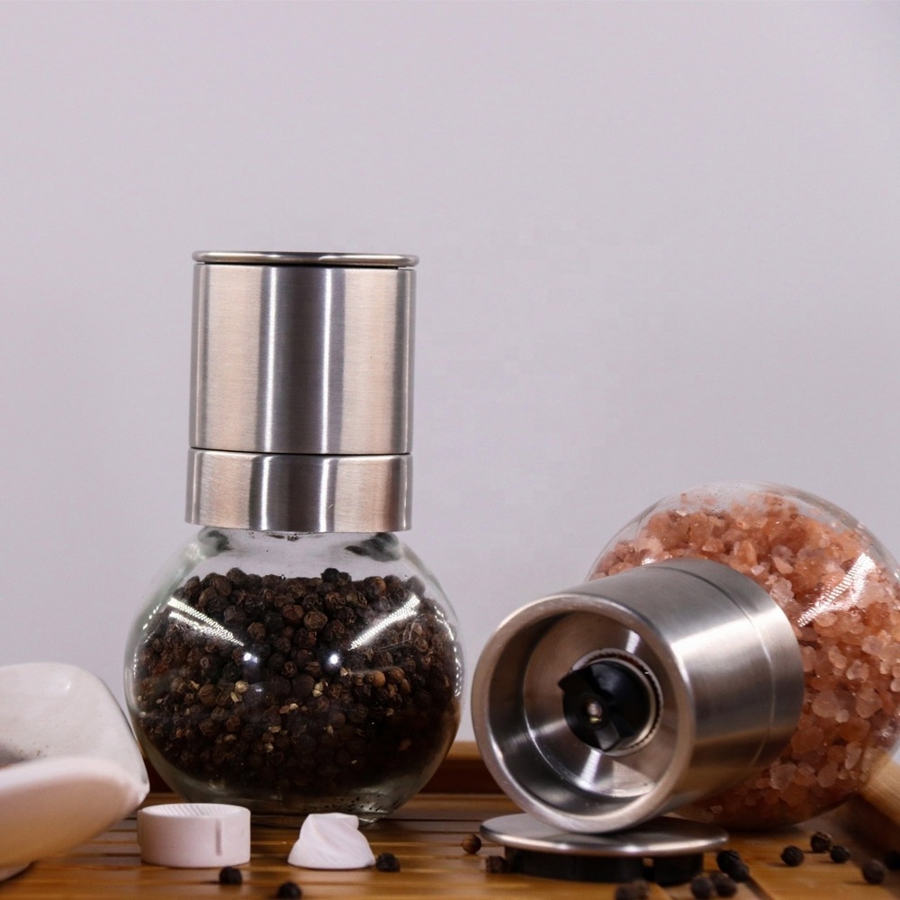 High quality premium stainless steel glass ceramic  salt and pepper shakers  with ceramic burr core