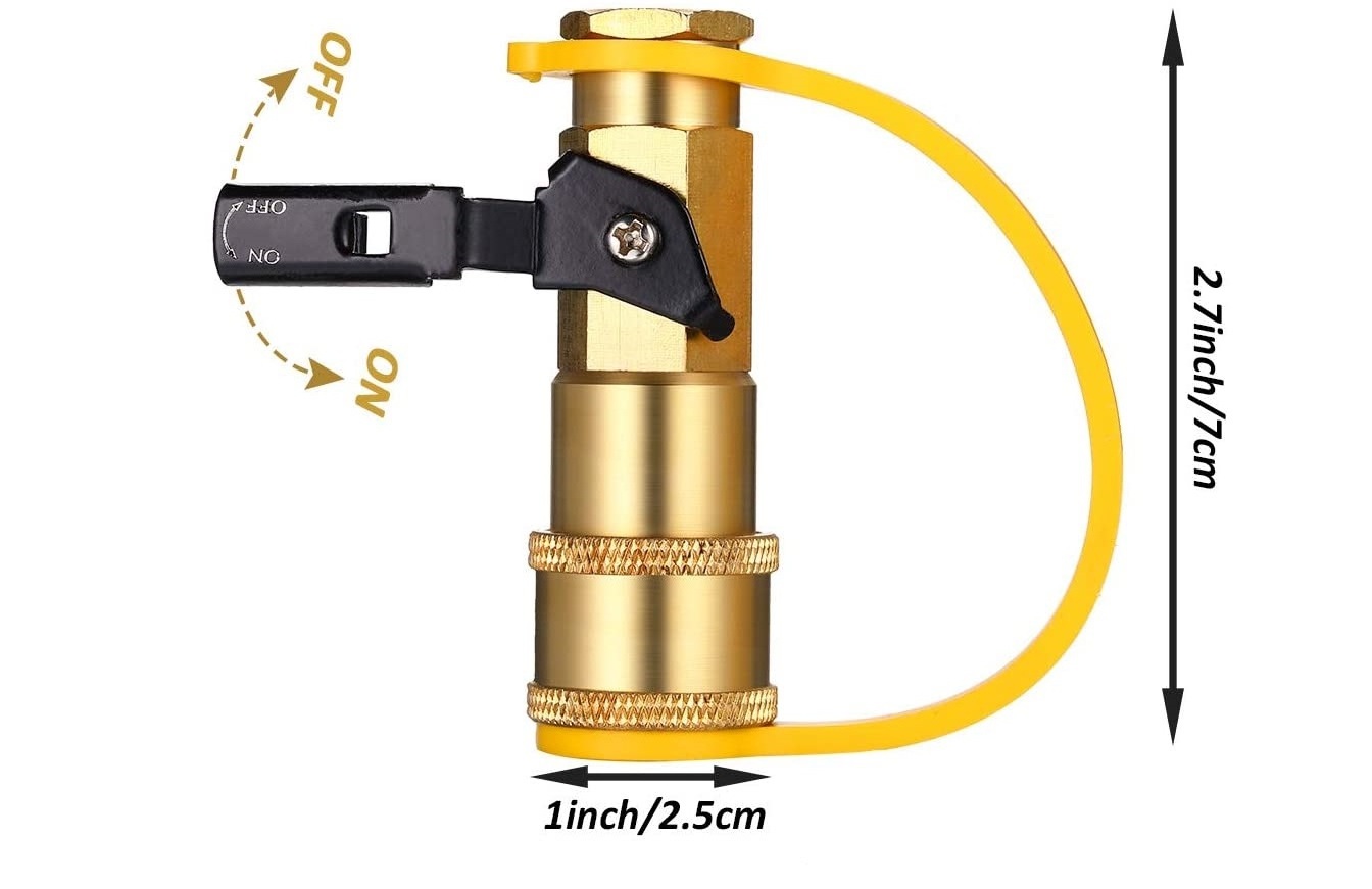 Brass Pipe Fitting  1/4 Inch NPT Female Propane Quick Connecting Adapter 1/4 Inch Shutoff Valve