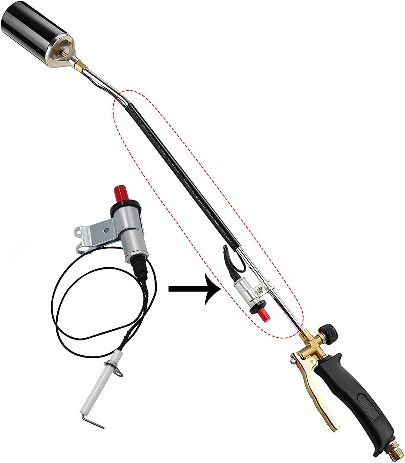 Propane MAPP Torch Igniter Piezo Push Button Lighter with Holder and Spark Plug Cable Ignitor