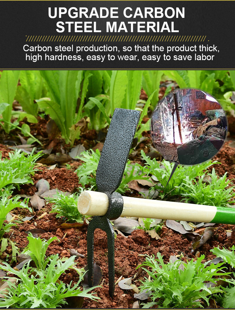 Garden Small Foreign Pick Digging Loose soil Agricultural Garden Tools Flat-head Pointed Dual-use Hoe