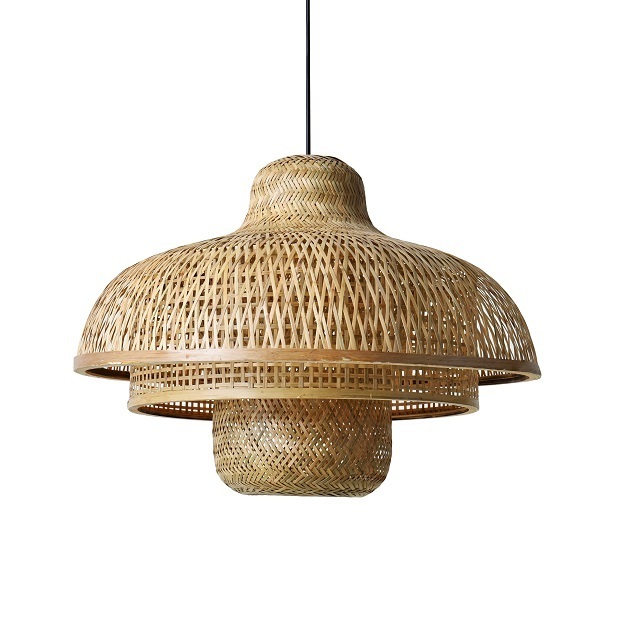 Broad Dome Bamboo Pendant Lamp Natural Woven Light Fixture for Cozy Home  Bistro Lighting