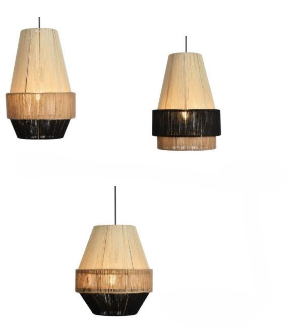 Geometric Textured Jute Pendant Lamp Contemporary Woven Light Fixture for Modern Home Office Decor