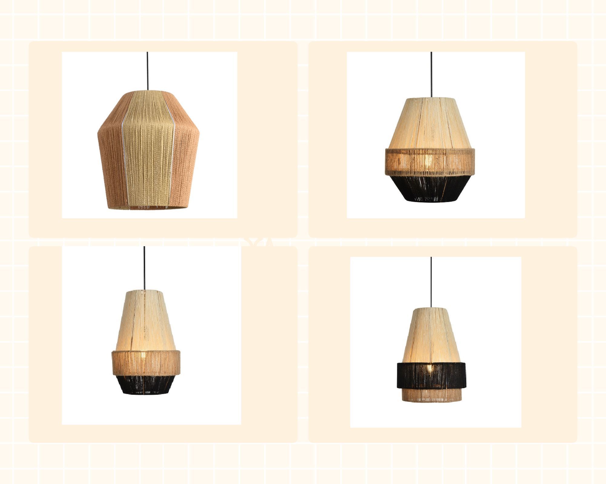 Geometric Textured Jute Pendant Lamp Contemporary Woven Light Fixture for Modern Home Office Decor