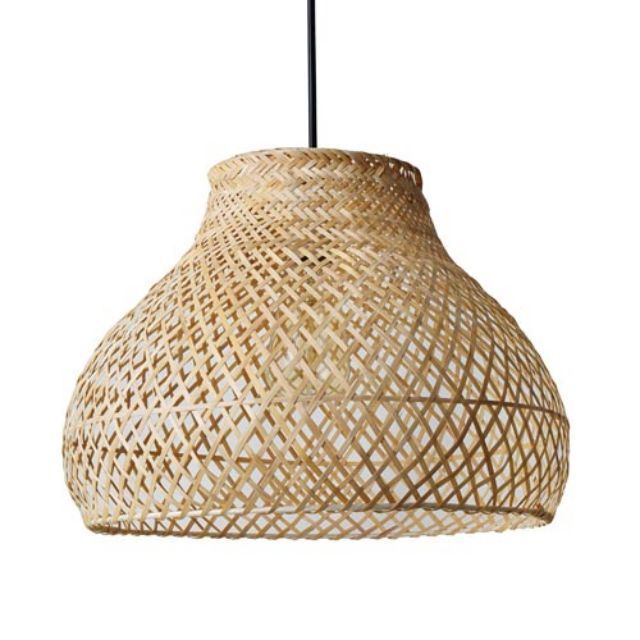 Broad Dome Bamboo Pendant Lamp Natural Woven Light Fixture for Cozy Home  Bistro Lighting