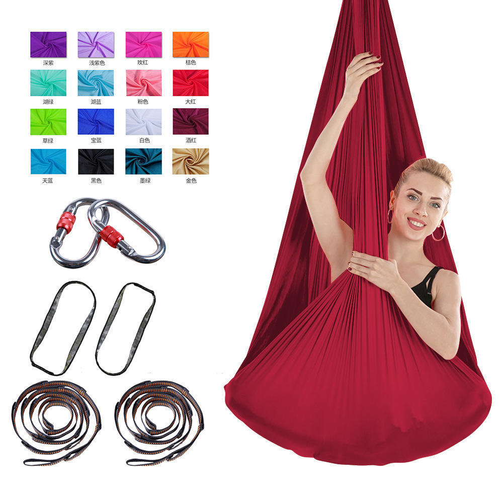 Wholesale Equipment High Quality Fitness Safe Fly Aerial Yoga Swing Yoga Hammock for Sale(Wine Red)