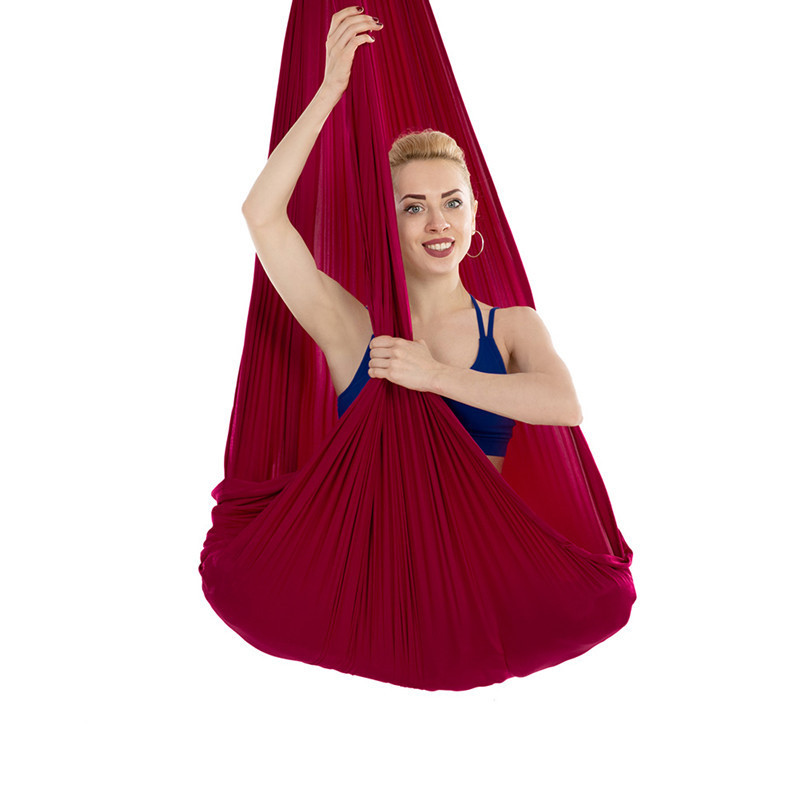 Wholesale Equipment High Quality Fitness Safe Fly Aerial Yoga Swing Yoga Hammock for Sale(Wine Red)