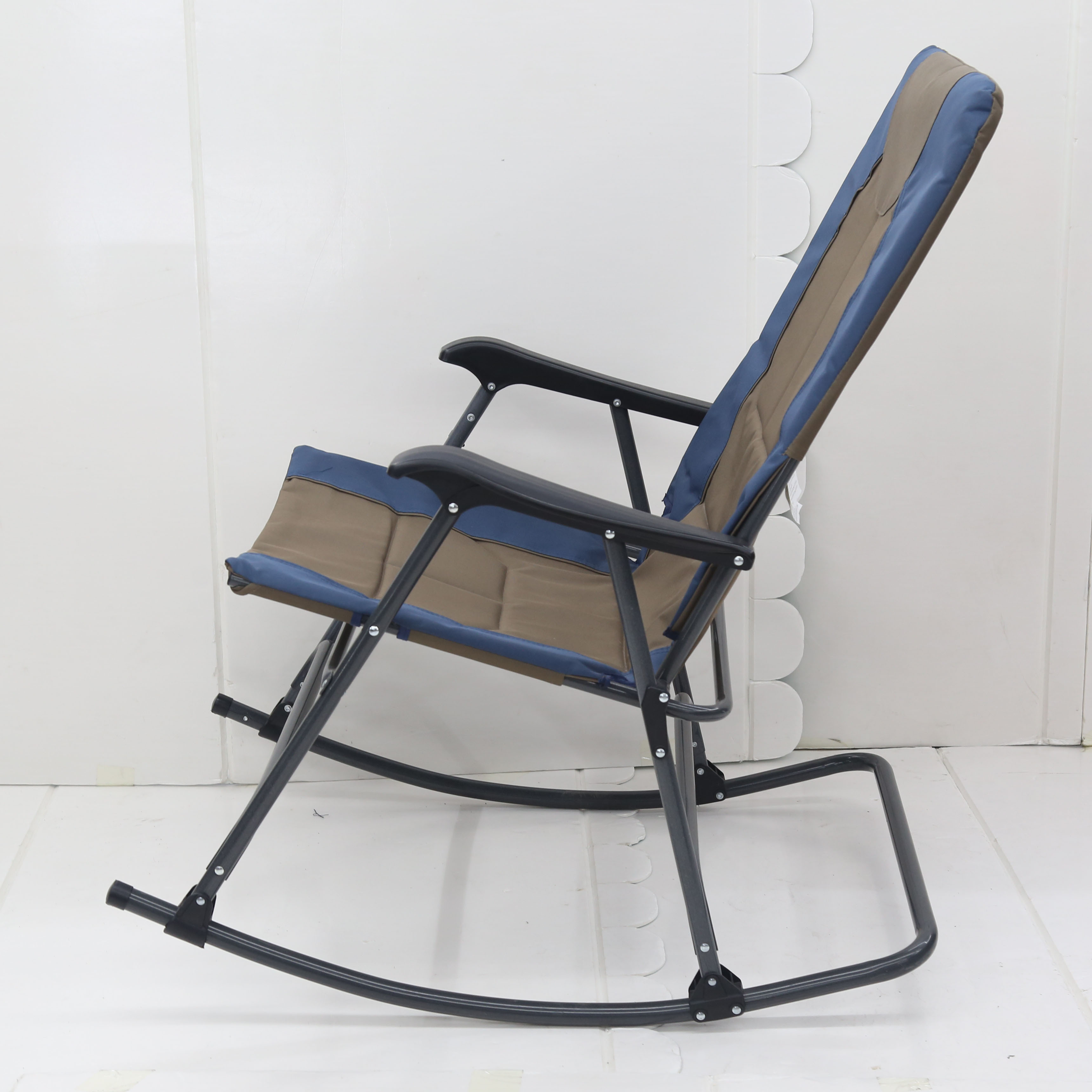 Outdoor and Indoor High Back Portable Rocker with Hard Armrest Folding Rocking Chairs