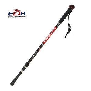 Wooden Head Handle Heavy Duty Anti Shock Hiking Pole Aluminum 6061 Walking Stick with a Compass EVA Carbon Tungsten Steel 135