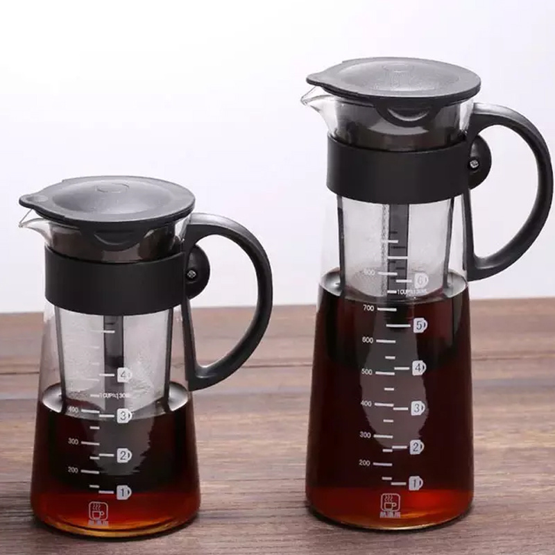 2022 Eco Friendly Iced Teapot Kettle with Tea Infuser Glass Pitcher Glass Cold Brew Coffee Maker Coffee Pot