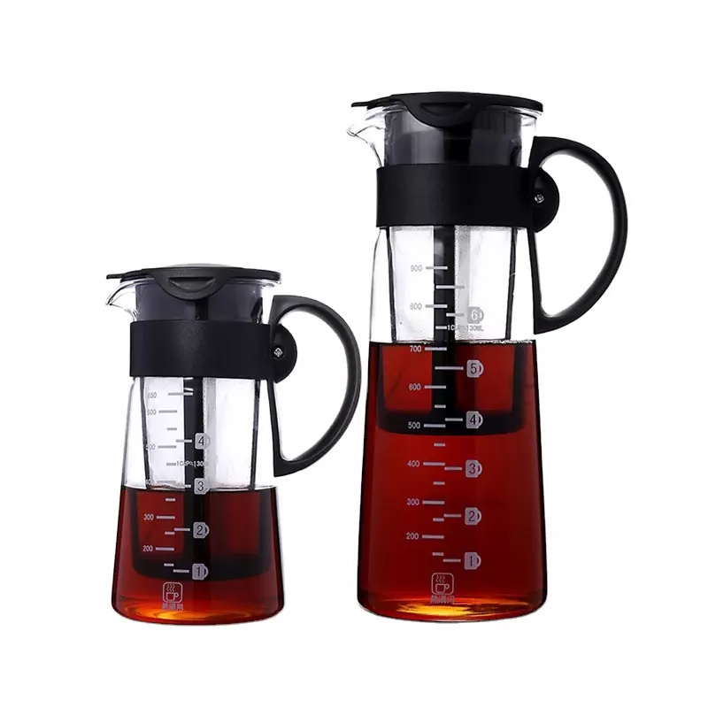 2022 Eco Friendly Iced Teapot Kettle with Tea Infuser Glass Pitcher Glass Cold Brew Coffee Maker Coffee Pot