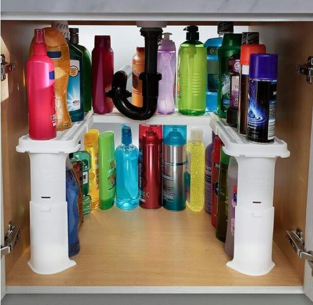 Expandable Under Sink Organizer and Storage I Bathroom Under the Sink Organizer Kitchen Under Sink Shelf I Cleaning Supplies Org