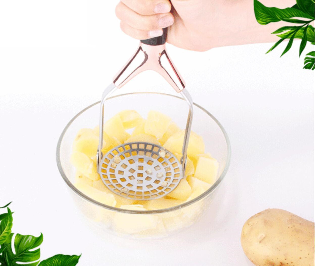 Kitchen manual potato press fold multipurpose stainless steel potato mash breaker manual mashed potato press