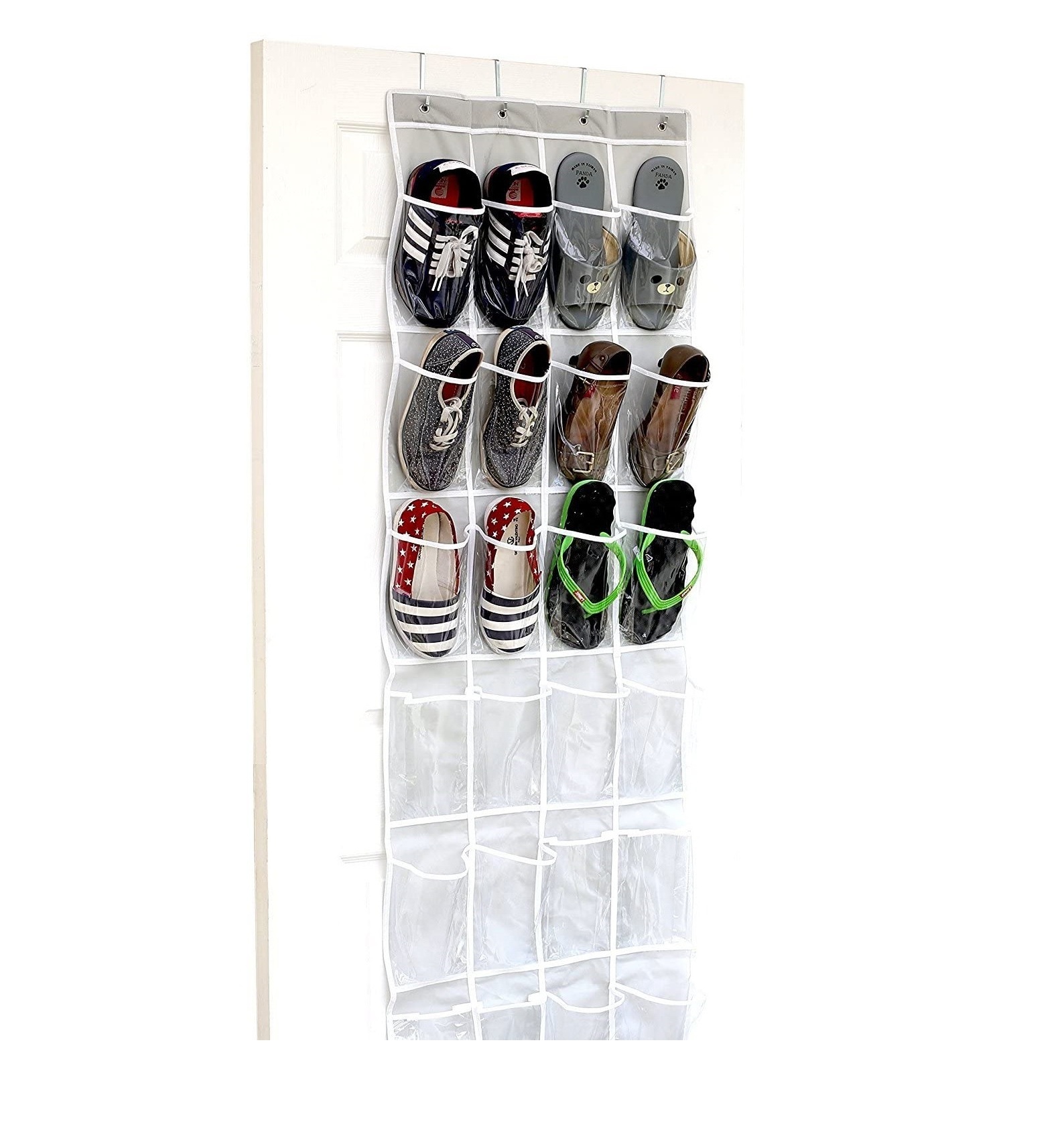 24 Pockets Large Clear Pockets Over The Door Hanging Shoe Organizer Bag