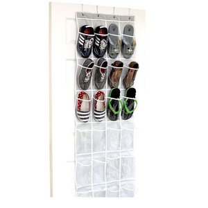 24 Pockets Large Clear Pockets Over The Door Hanging Shoe Organizer Bag