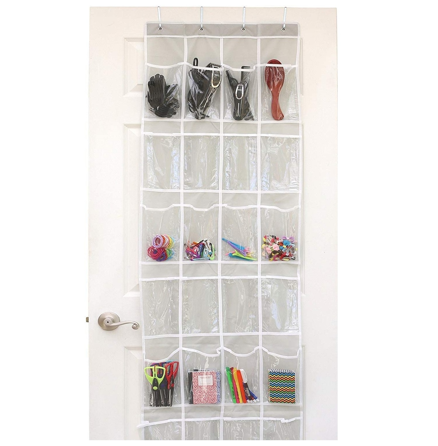 24 Pockets Large Clear Pockets Over The Door Hanging Shoe Organizer Bag