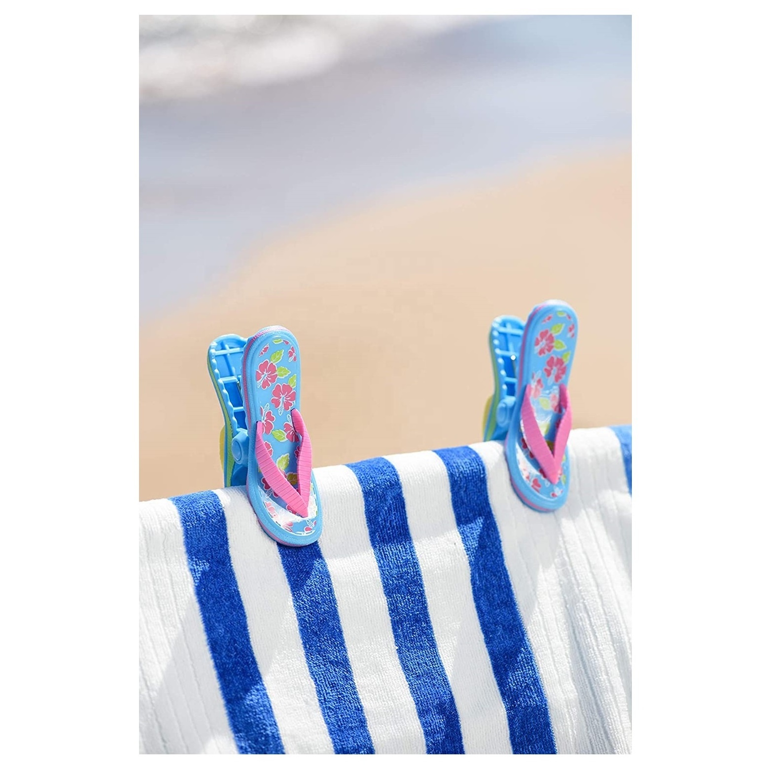 Slipper styling Beach Towel Clip 2 piece Set of beach patio or pool accessories Portable towel clips