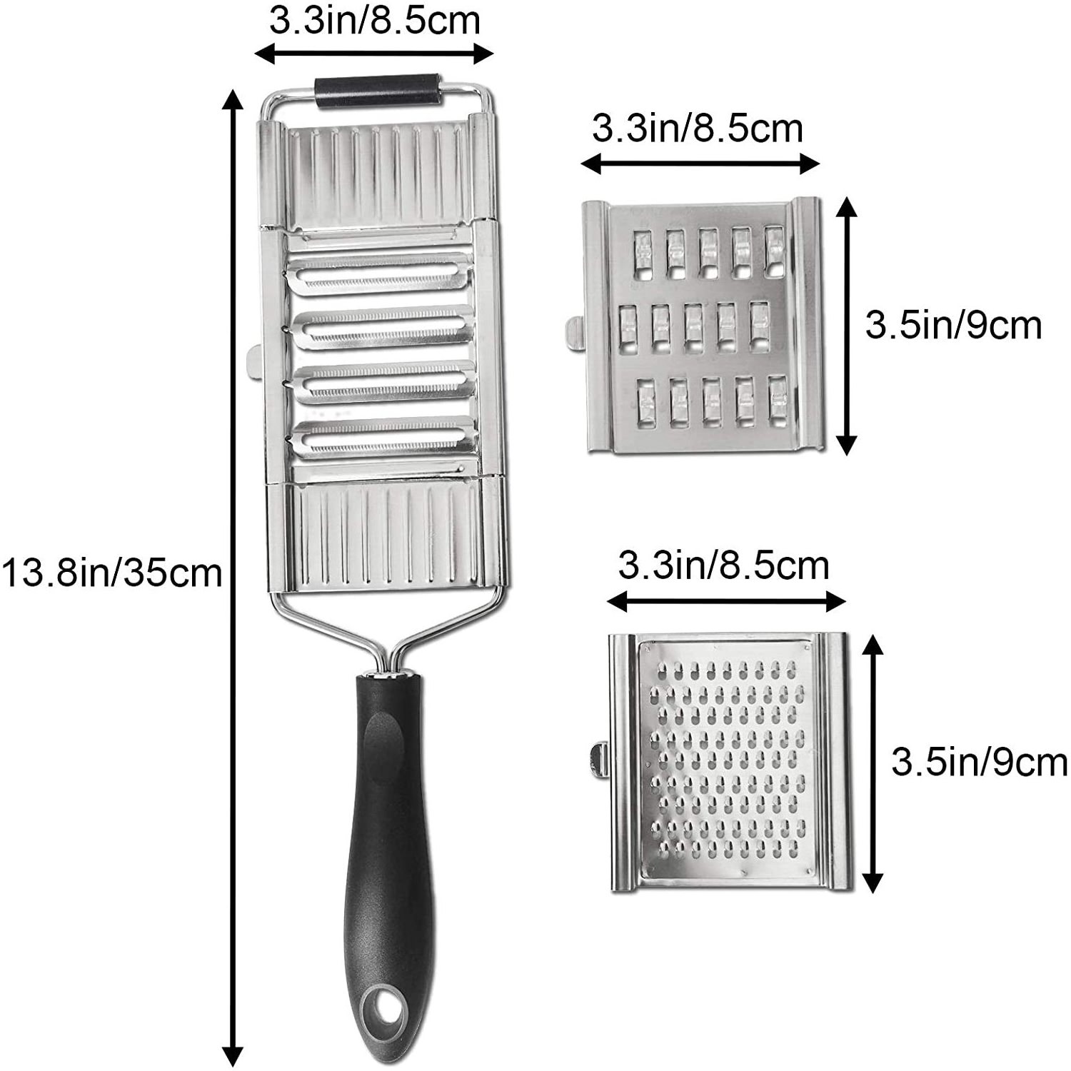 Multi-Purpose Mandoline Slicer Vegetable Cutter Stainless Steel Graters Cabbage Shredder 3-in-1 Manual Adjustable Cheese Chopper