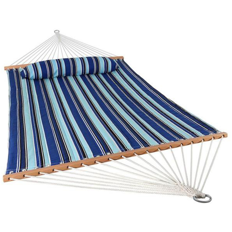 Entai factory hot sale Heavy Duty Cotton Fabric Garden 2 Person Double Hammock bed With Pillow