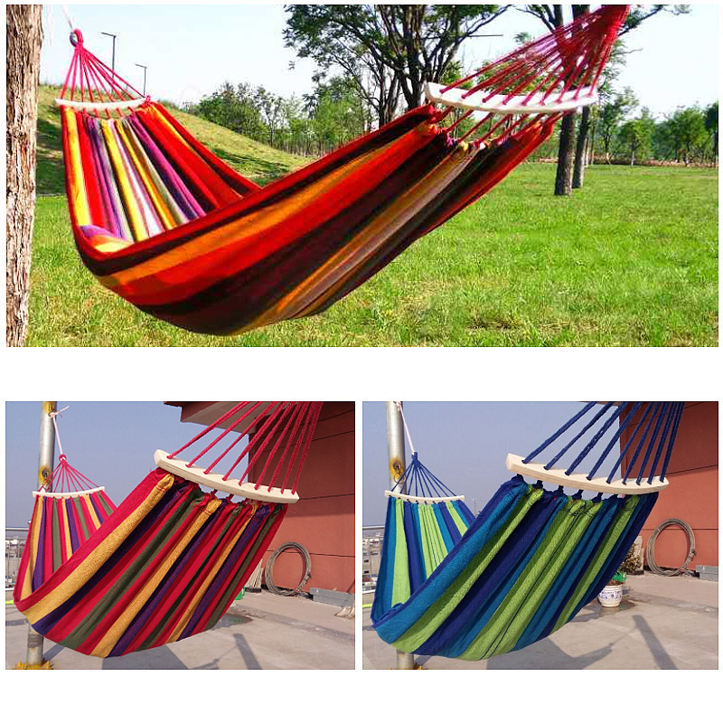 Entai Prevent Rollover Hammock Portable Canvas Hammocks With Wood Stick Garden Camping Single Swing Hanging Bed