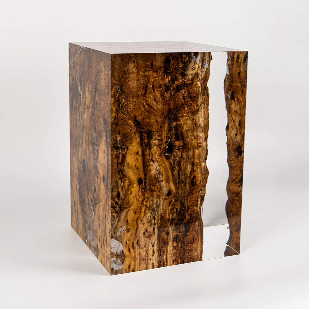 Luxury Design High Quality Walnut Color Modern Solid Wood acrylic resin epoxy Side Table Stool End Table for living room