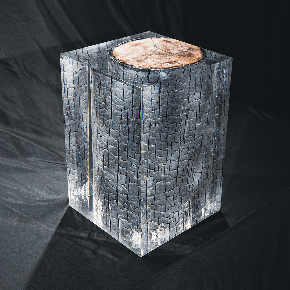 Extraordinary tree stump furniture hotel room nightstand acrylic side table living room luxury resin chair clear epoxy stool