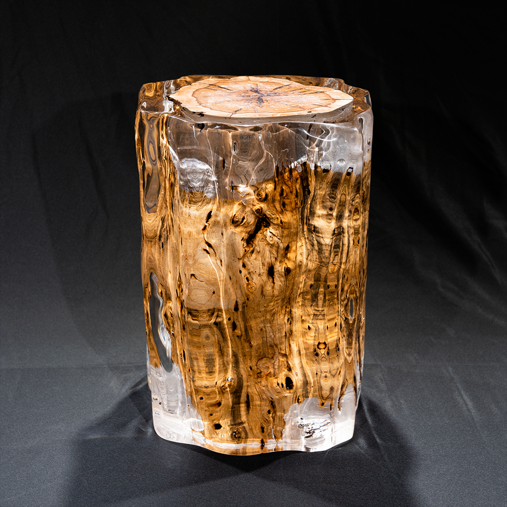 OEM factory Acrylic Resin River Stool Home Furniture hotel luxury Resin Wood Top with Metal Base Epoxy Resin Wood Stool