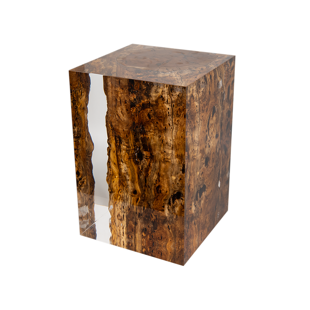 Luxury Design High Quality Walnut Color Modern Solid Wood acrylic resin epoxy Side Table Stool End Table for living room