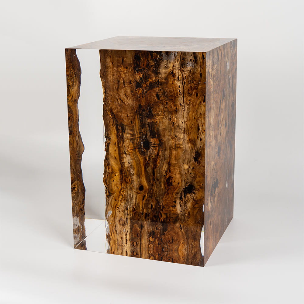 Luxury Design High Quality Walnut Color Modern Solid Wood acrylic resin epoxy Side Table Stool End Table for living room