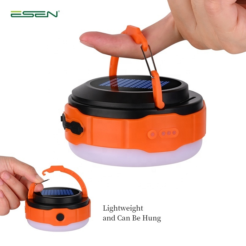 ESEN Led Solar power and rechargeable outdoor waterproof  Camping Light Portable solar lantern light