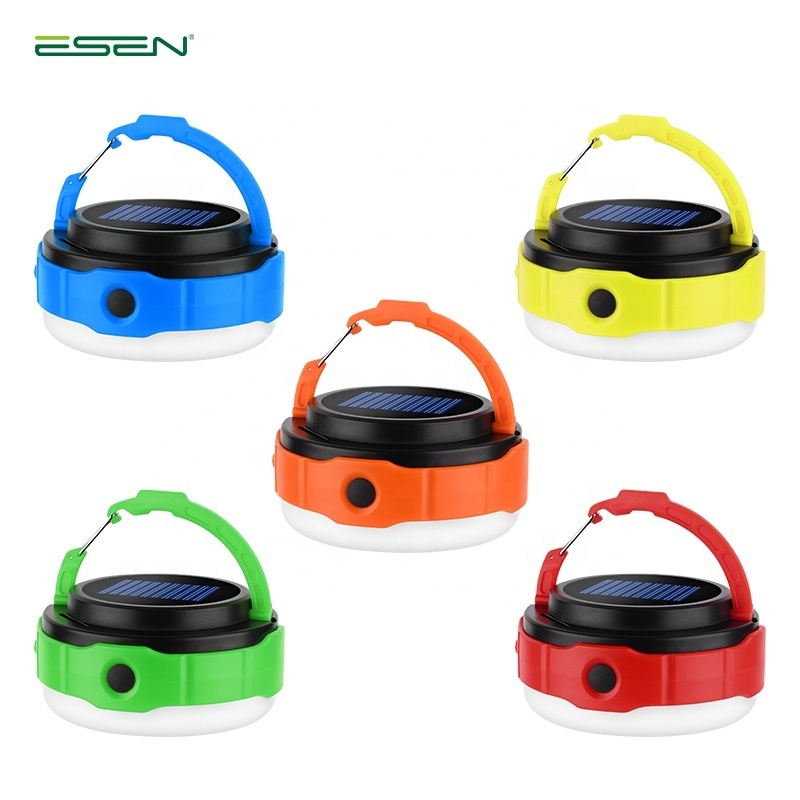 ESEN Led Solar power and rechargeable outdoor waterproof  Camping Light Portable solar lantern light