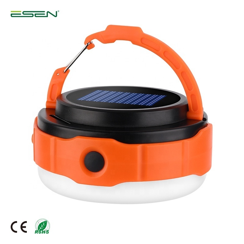 ESEN Led Solar power and rechargeable outdoor waterproof  Camping Light Portable solar lantern light